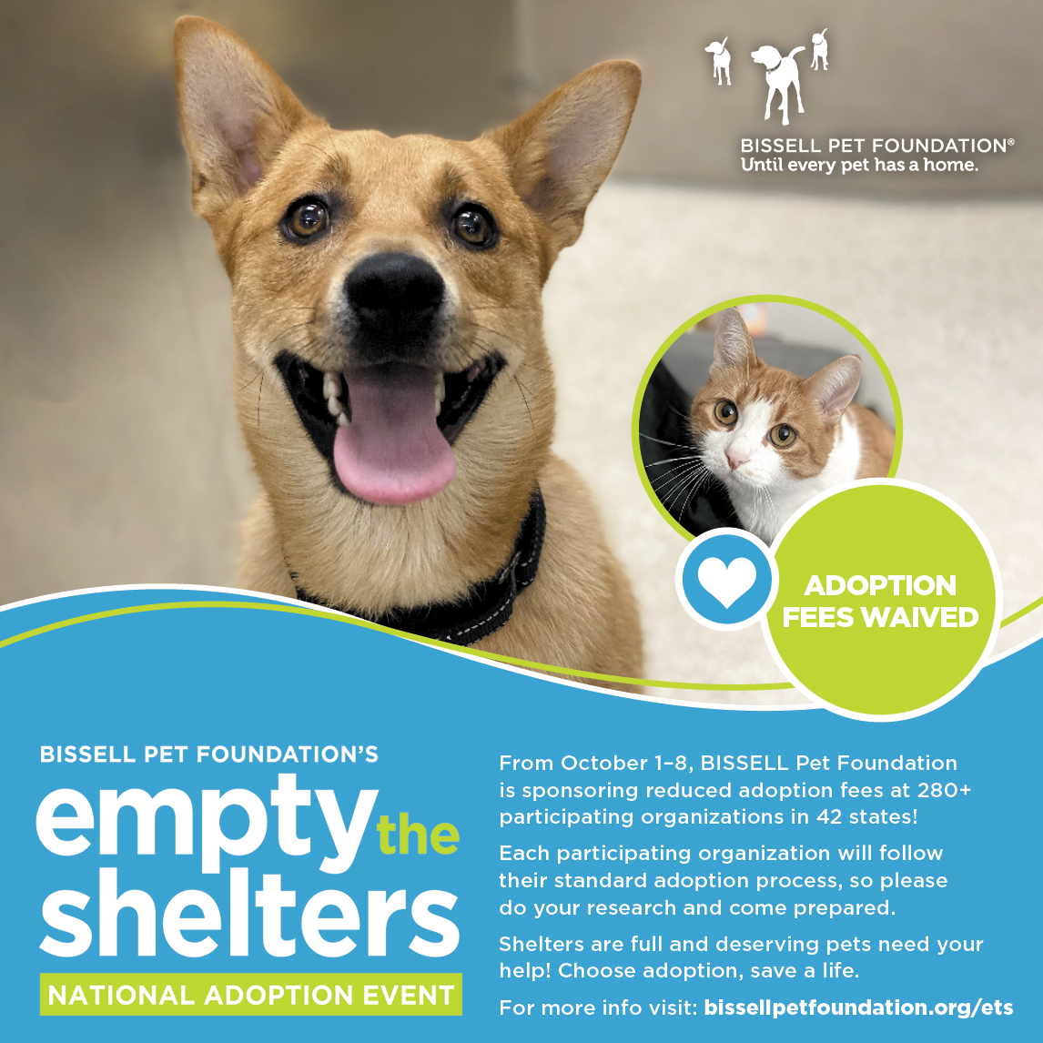Featured image for “BISSELL Pet Foundation Announces Fall “Empty the Shelters” event”