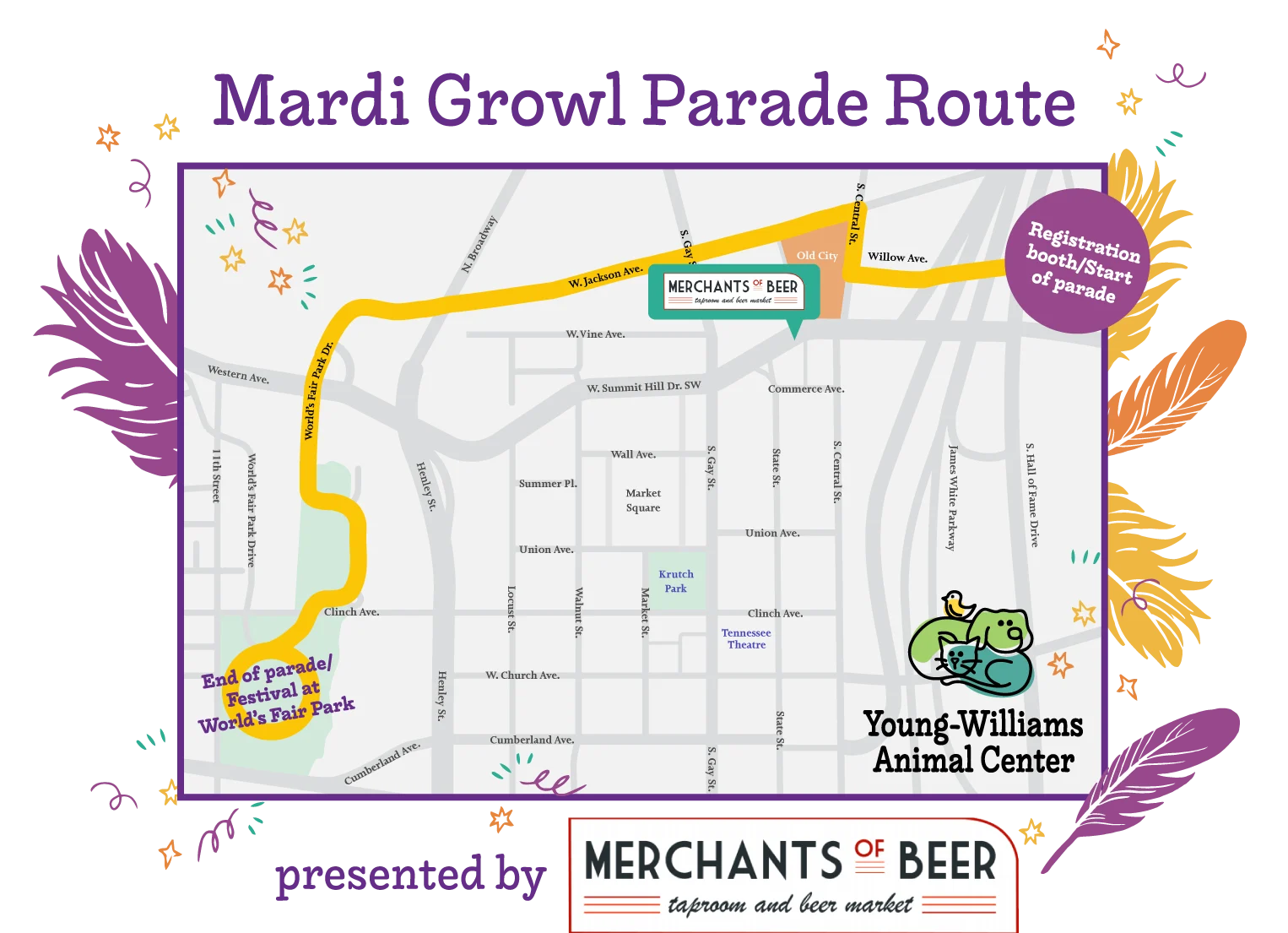 YWAC Mardi-Growl 2024 Route Map